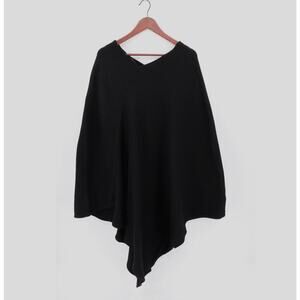FRAKTURA Poncho Sweater Womens 2XL 3XL Black Knit Ribbed Lagenlook Bulgaria